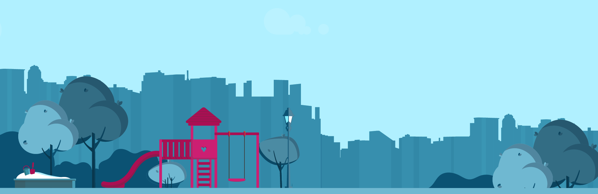 Illustration of a City in Blue