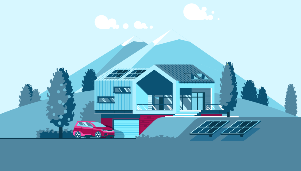 Blue House in the Mountains