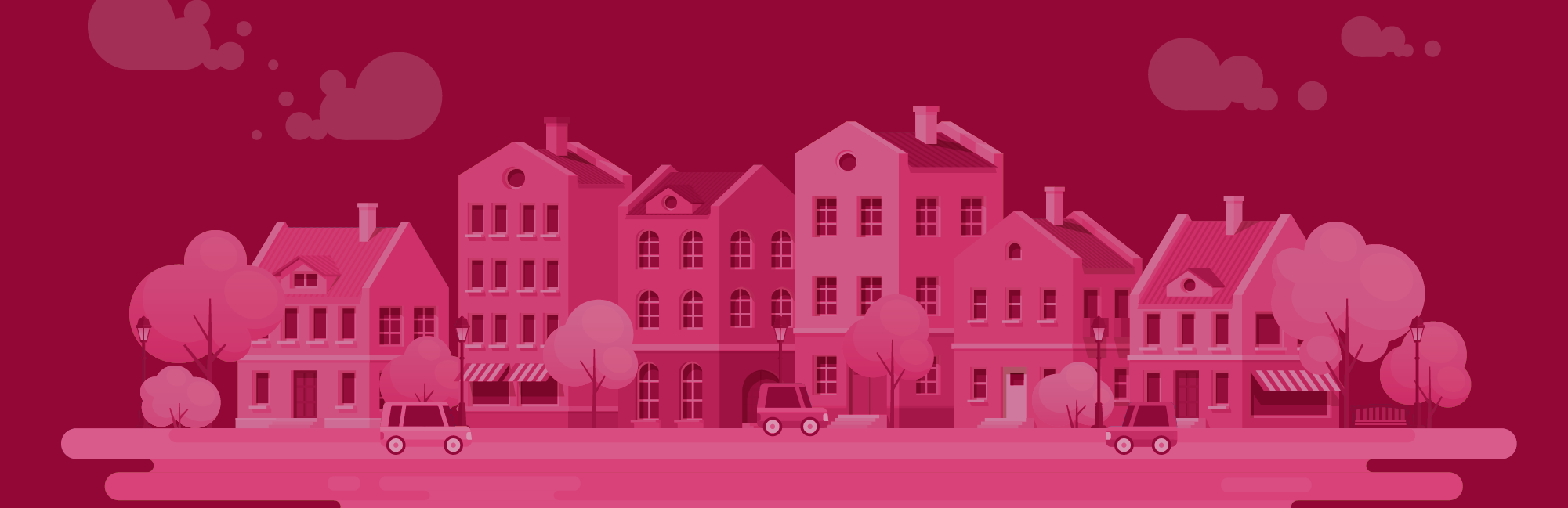 Illustration of a City in Pink